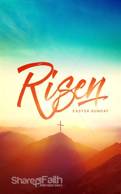 Risen Easter Sunday Church Bulletin Easter Bulletins