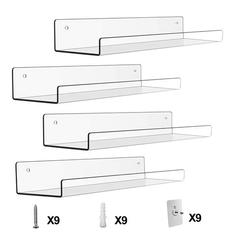 Imountek 15 Acrylic Floating Shelves Wall Mounted 4pack Clear Acrylic