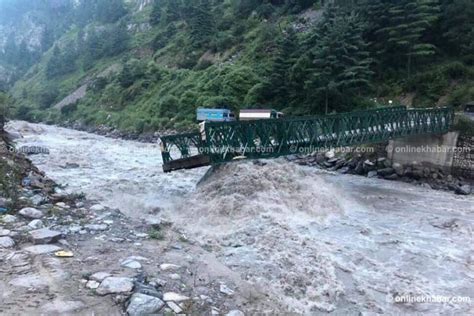 Bhotekoshi Flood Sweeps Away Bailey Bridge In Rasuwa Onlinekhabar