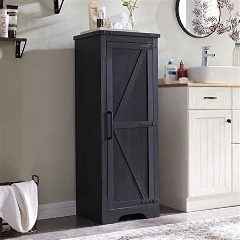 HBBOOMLIFE Farmhouse Cabinet With Adjustable Shelves Bathroom Floor