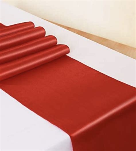 Red Satin Table Runner 12 X 108” Royal Party Rentals