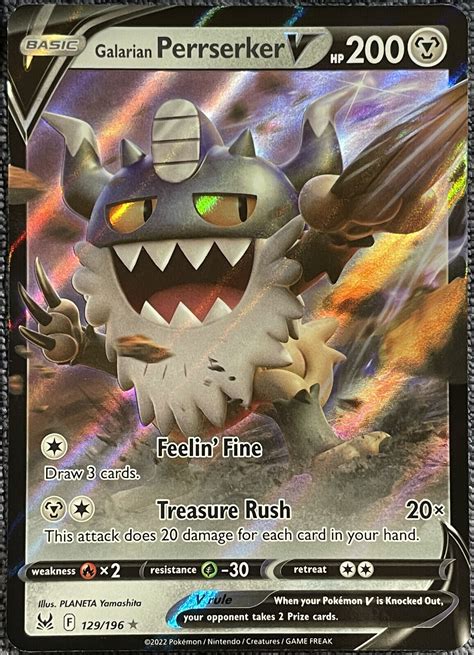 Pokemon TCG Galarian Perrserker V Ultra Rare Holo 129 196 Lost