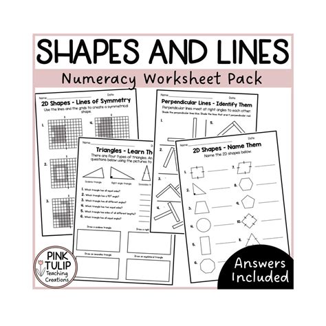 2D Shapes, Lines, and Patterns Worksheet Pack - Etsy