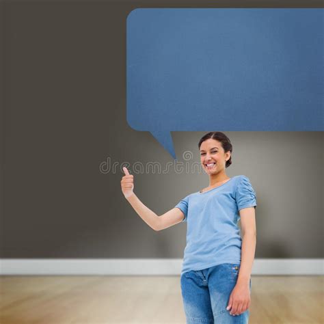 Composite Image Of Pretty Brunette Giving Thumbs Up Stock Image Image