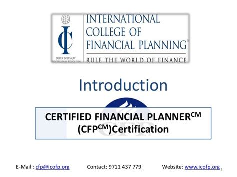 Certified Financial Planner Cfp Certification Course