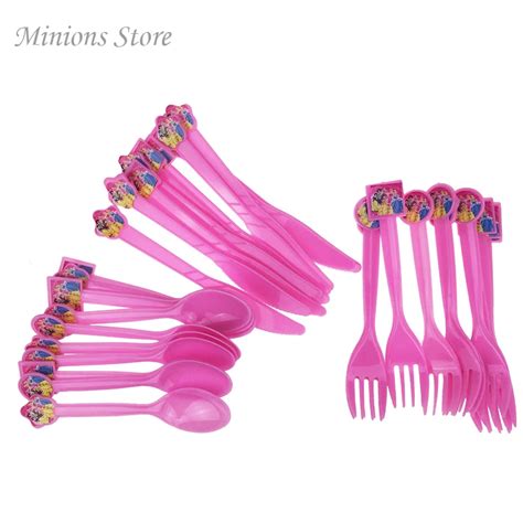 10pcs/lot Princess theme plastic forks and spoons kids birthday party decoration disposable ...