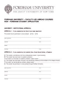 Fillable Online Fordham Institutional Approval Form Fordham