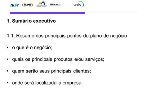 Exemplo De Sumario Executivo De Plano De Negócios Vários Exemplos