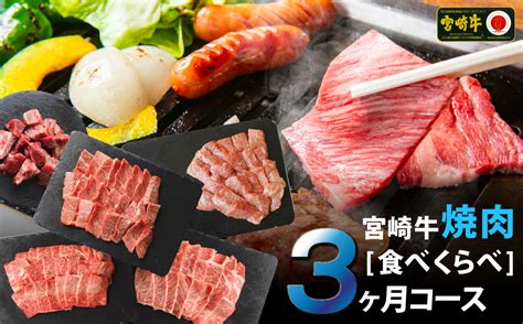 3回 定期便 宮崎牛 焼き肉 食べ比べ 3ヶ月コース 合計22kg Shingaki 宮崎県 美郷町 31ag0089 ウデ 腕 バラ