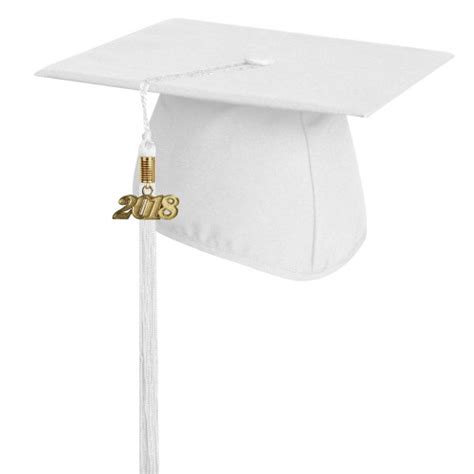 Matte White Graduation Cap with Tassel|High School