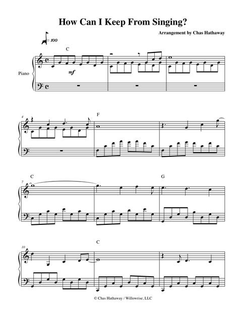 How Can I Keep From Singing Sheet Music By Chas Hathaway