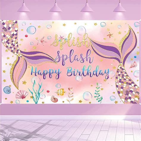 Amazon Under The Sea Mermaid Birthday Party Backdrop Banner