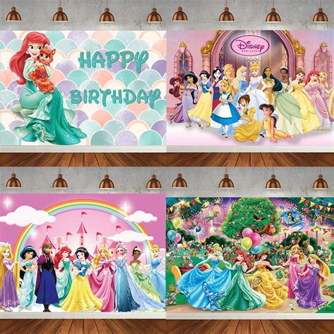 Disney Princess Backdrop Snow White Alice Ariel Princess Birthday Background Girl Birthday Party