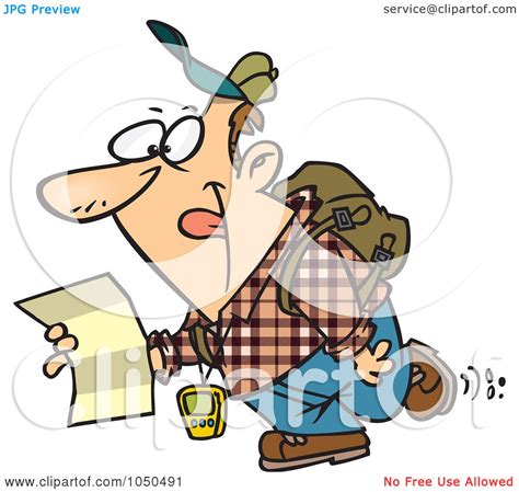 Royalty Free Rf Clip Art Illustration Of A Geochaching Guy Holding A