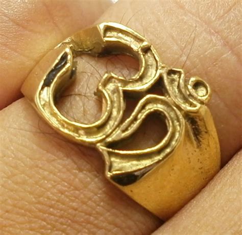 Om Aum Ohm Brass Men Ring Hindu Deity God Sign Amulet Blessed Etsy