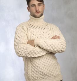 Unisex Irish Aran Crew Neck Sweater Irish Crossroads