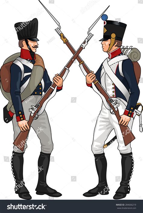 Prussian French Soldiers Napoleonic Wars Clashing Stock Vector (Royalty ...