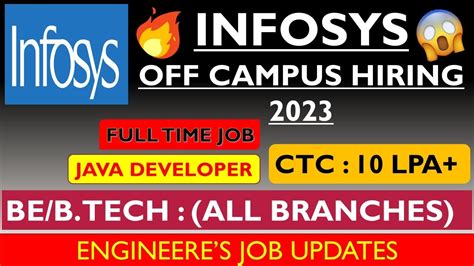 Infosys Off Campus Hiring 2023🔥 Latest Job Updates 2023 Java Developer Job Pune Location