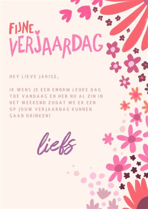 Verjaardagskaart Roze En Paarse Bloemen Kaartje Go