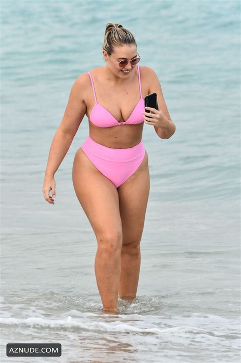 Iskra Lawrence Sexy Curves At The Beach In A Pink Bikini In Miami AZNude