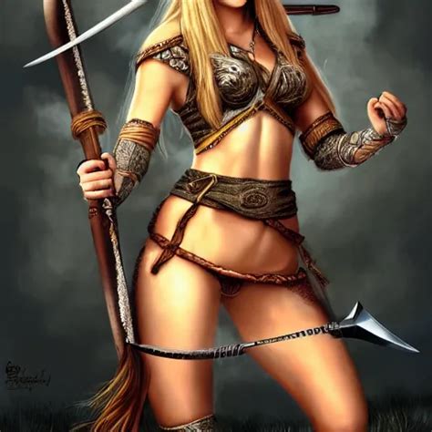 Pretty Hot Viking Girl With A Sword Detailed Stable Diffusion