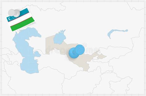 Map Of Uzbekistan With A Pinned Blue Pin Pinned Flag Of Uzbekistan