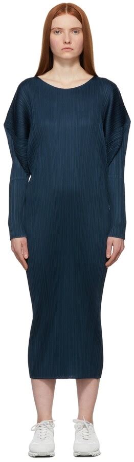 Pleats Please Issey Miyake Navy Gusty Dress Shopstyle