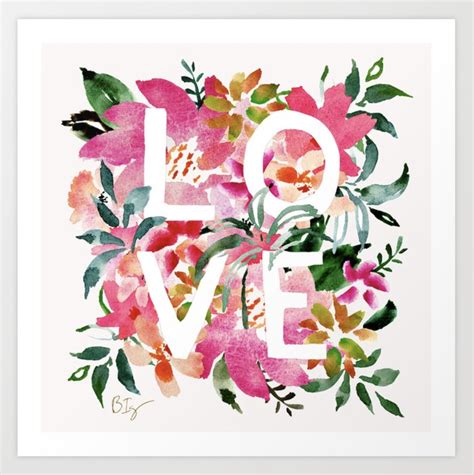 LOVE IN FLOWERS Floral Word Art Print | Floral typography, Floral words ...