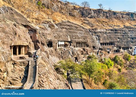 View of the Ajanta Caves. UNESCO World Heritage Site in Maharashtra ...