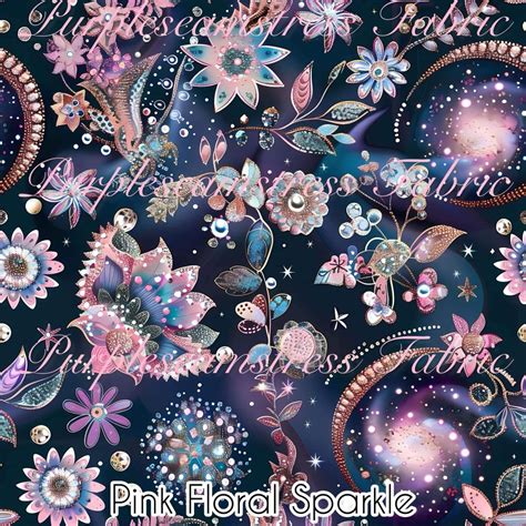 Pink Floral Sparkle Purpleseamstress Fabric