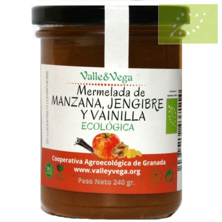 Mermelada de manzana jengibre y vainilla Ecológica Valle y Vega