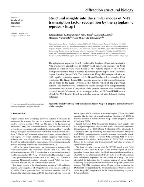 PDF Structural Insights Into The Similar Modes Of Nrf2 Transcription