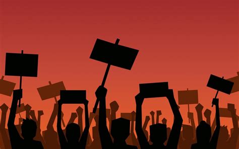 Premium Vector Silhouette Group Of People Raised Fist And Signs