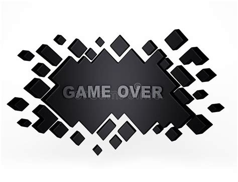 Black Game Over Geometric Background from Cubes. 3d Render Stock ...