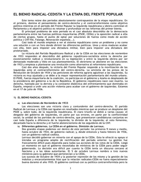 EL BIENIO RADICAL CEDISTA Y LA ETAPA DEL FRENTE POPULAR