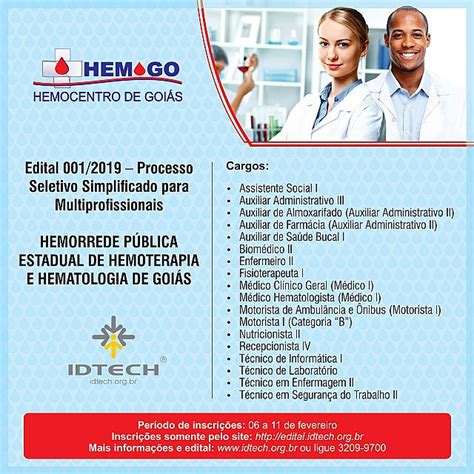 Idtech Idtech Realiza Processo Seletivo Para O Hemocentro De Goi S