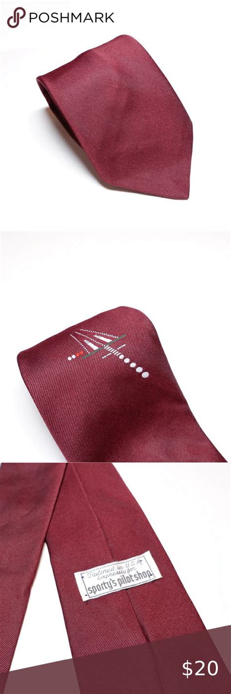 Sportys Pilot Shop Mens Tie Necktie Runway Plane Burgundy Minimalist