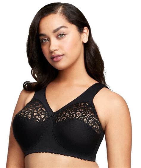 Glamorise Magiclift Cotton Support Wire Free Bra Black Curvy Bras