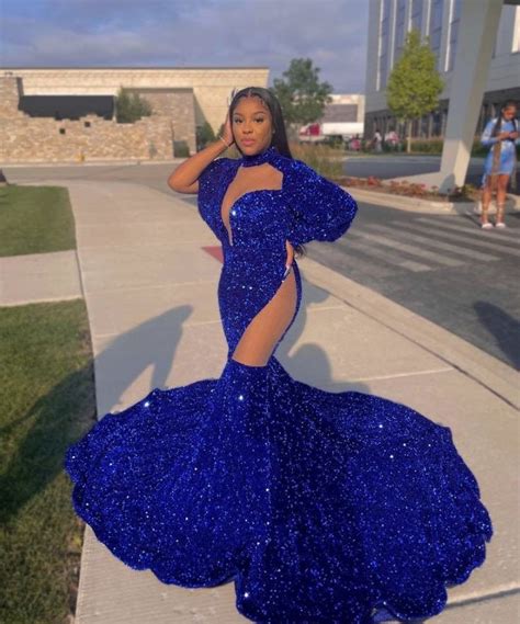 Royal Blue Prom Dress Sequin Dress Mermaid Dress Floor Length Prom