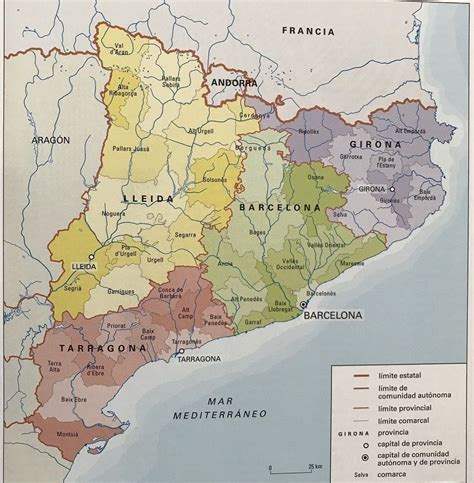 Mapa De Cataluña Con Todas Las Provincias Y Pueblos De La Comunidad