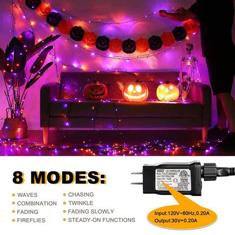 300 LED Orange Purple Halloween Lights 99FT Connectable 8 Lighting