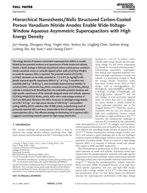 PDF Hierarchical Nanosheets Walls Structured CarbonCoated Porous