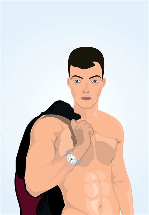 The Man With A Naked Torso With Hours On A Hand Vector Art At