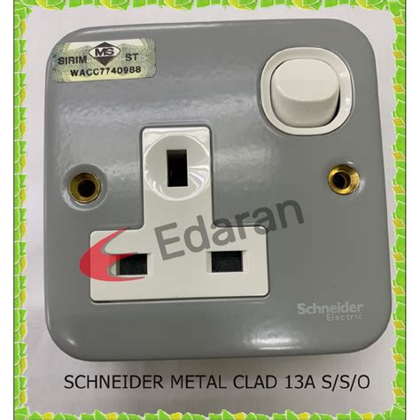 Schneider Esm 15 Or 25 13a 1 Gang Or 2 Gang Metal Clad Switch Socket Outlet Sirim Approve