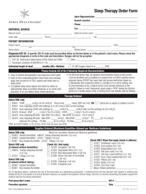 Fillable Online Get Apria Sleep Therapy Order Form Us Legal Forms Fax