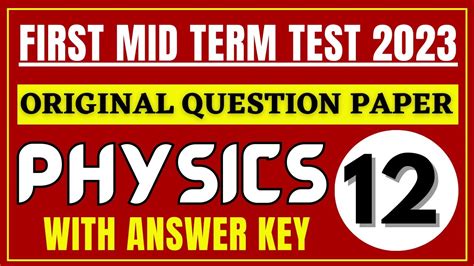 12th Physics First Mid Term 2023 Question Paper 12th Physics First