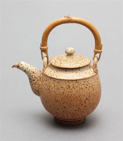 Wheel Thrown Stoneware Teapot With Yellow Tan Glaze And Speckles By