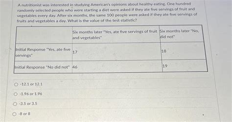 Solved A Nutritionist Was Interested In Studying American S Chegg