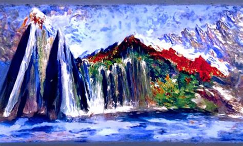 Waterfall And Mountains Claude Monet Ai Generated Artwork Nightcafe