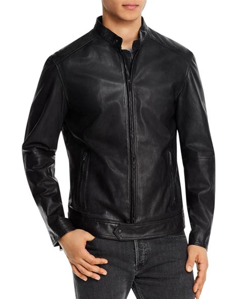 John Varvatos Leather Royce Sheepskin Racer Jacket In Black For Men Lyst